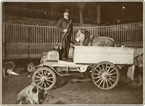 Images Dated 24th October 2019: Herr Julius Seeth and his lions in a car, London Hippodrome