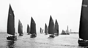 Herring Prints: Herring boats off Aberdeen, Scotland, Victorian period