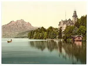 Lucerne Prints: Hertenstein Schloss, Lake Lucerne, Switzerland