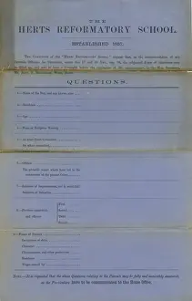 Required Prints: Hertfordshire Reformatory Admission Form