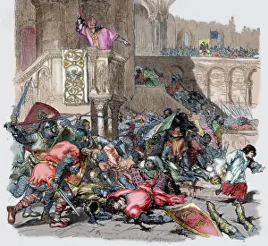 Hezel of Hildesheim (1025-1079) inciting his supporters to t