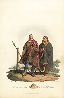 Fringe Prints: Hibernian male and female costume, post-Roman era