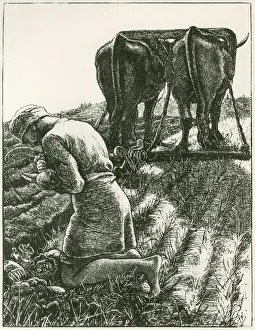 Ploughman Prints: The Hidden Treasure by J. E. Millais