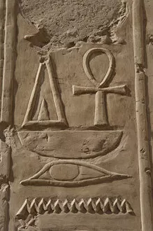Ankh Collection: Hieroglyph. Temple of Hatshepsut. Deir el-Bahari. Egypt