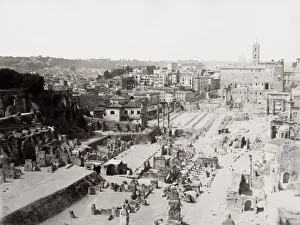 High angle view of the Roman Forum, Rome Italy