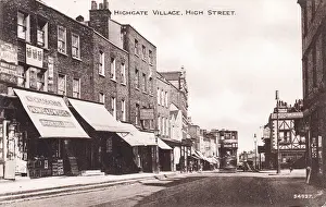 Buses Prints: High Street, Highgate Village, North London