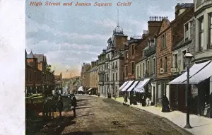 Drummond Prints: High Street and James Square, Crieff, Perthshire, Scotland