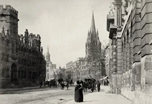 High Street, Oxford, spires, pedestrians, carriages