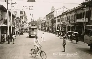 Cyclist Prints: High Street with trolley bus, Singapore