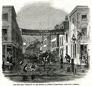 Images Dated 27th December 2019: High tide of the Thames in Lambeth 1850