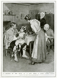 Images Dated 1st February 2017: Highland soldier in French home, WW1 by Frank Dadd