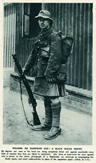 Weatherproof Prints: Highlander wearing rainproof hat 1915