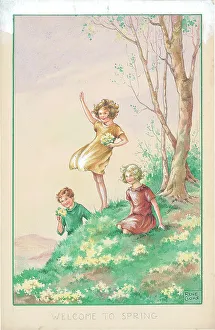 Cloke Prints: Three on a hill with flowers