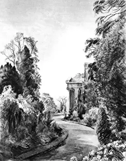 Headmaster Prints: Mill Hill School, Portico and lawn