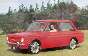 The Hillman Imp - a comfortable 4-seater with folding rear seats to provide estate car convenience'. Date: 1963