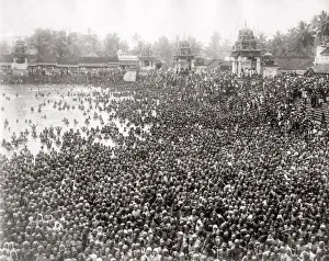 Hindu crowd bathing in the Ganges, India, c. 1880 s