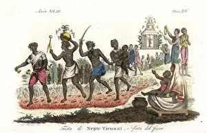 Devotee Prints: Hindu devotees firewalking in the Nepu Tirunal