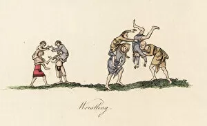 Strutt Gallery: Hippas wrestling, 14th century