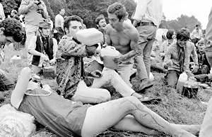 Hippies relaxing in a field at Woburn Park