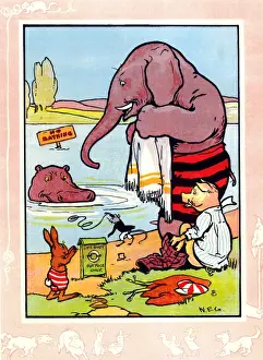 Hippo Prints: Hippo, elephant, mouse, pig and rabbit