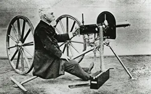 Hiram Maxim and gun