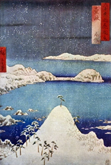 Images Dated 16th November 2015: Hiroshige woodcut - Shisaku in Snow