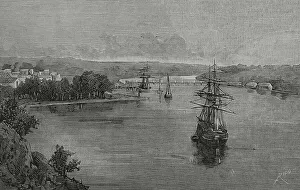 Antilles Prints: Hispaniola (La Espanola). Santo Domingo. Panoramic view