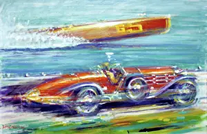 Winning Prints: Hispano-Suiza H6C racing the Baby Bootlegger Speedboat
