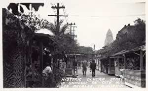 Booths Prints: Historic Olivera Street and City Hall, Los Angeles, USA