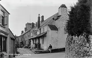 Cobblestone Prints: Historic Street Scene in Stoke Gabriel