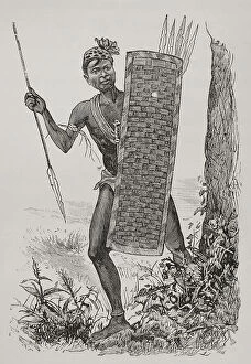 Protection Collection: History of Africa. The Congo. Indigenous armed for warfare