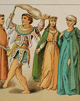 Laugh Prints: History of England, 1200. Buffoon and ladies