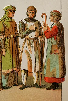 Shoulder Prints: History of France, 1100. From left to right: noble