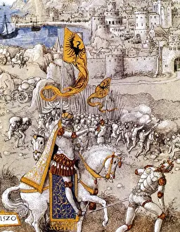 Fighters Prints: History of Gaul. Caesar and his troops besiege a Breton city