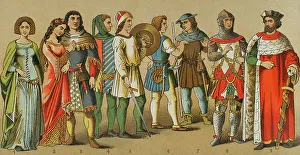 Dames Prints: History of Germany. 1300-1350. From left to right