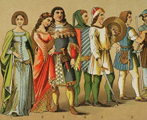 Historia Prints: History of Germany. 1300-1350. From left to right