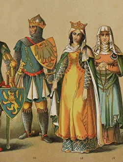 Historia Prints: History of Germany. 1300-1350. From left to right