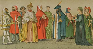 Dames Prints: History of Italy. 1300. From left to right: Cimabue