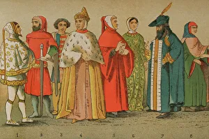 Fourteenth Prints: History of Italy. 1300. From left to right: Cimabue