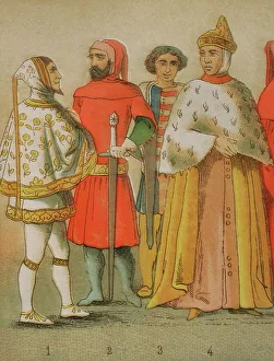 Fourteenth Prints: History of Italy. 1300. From left to right: Cimabue