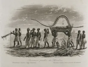Etchings Prints: History of the Missions, 1863. India. Funeral procession
