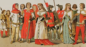 Armored Prints: History of Spain. 1300. From left to right: hunters