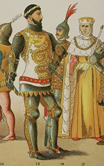 Fourteenth Prints: Histoy of Italy. 1300. From left to right: Bernabo