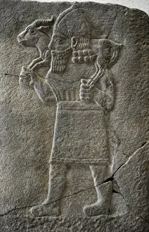 Hittite art. Orthostat. 8th century BC. Relief: Man carrying