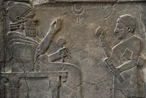 Carved Prints: Hittite art. Stele of King Bar-Rakib (744-727 BC) sitting o