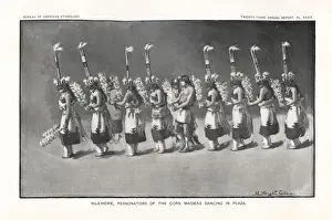 Ethnology Prints: Hla hewe personators of the Corn Maidens dancing