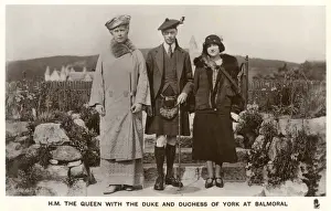 HM Queen Mary with the Duke and Duchess of York at Balmoral