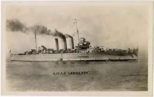 Canberra Prints: HMAS Canberra Kent Class cruiser D33, commissioned 1928 Date: 1923