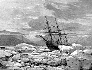 Images Dated 16th August 2004: HMS Alert pushed aground by ice, Radmore Harbour, 1875-187
