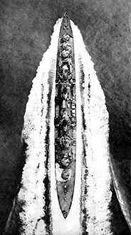 HMS Argonaut steaming at high speed; Second World War, 194